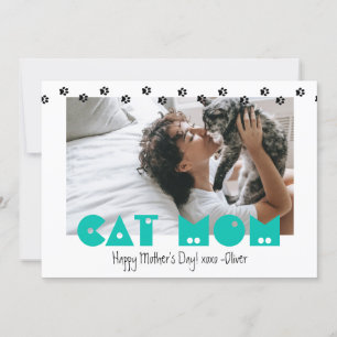 Cat Mom   Paw Prints   Custom Mother's Day  Holiday Card