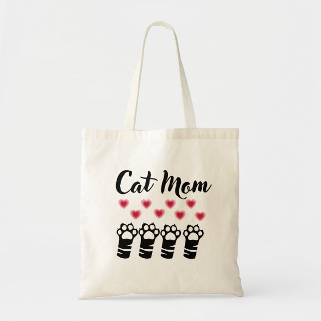 Cat Mom Paw Tote Bag (Front)
