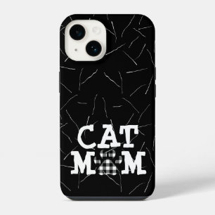 Cat Mom Pawprint with Cat Hair iPhone 14 Case
