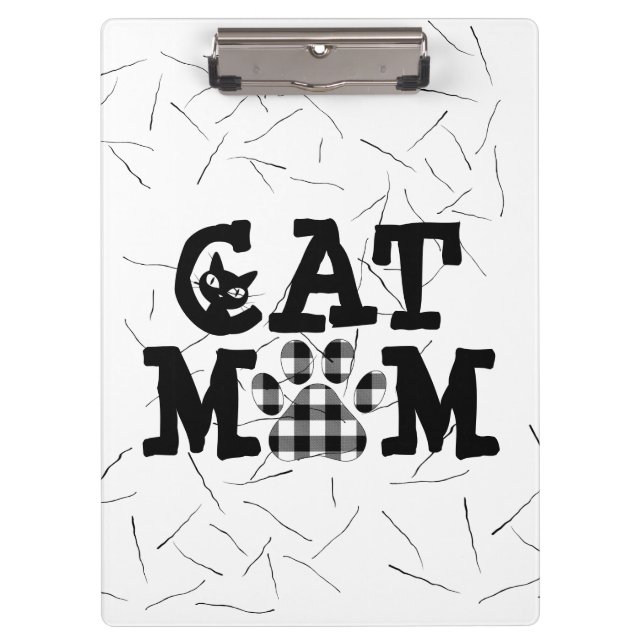 Cat Mom Pawprint with Cat Hairs  Clipboard (Front)