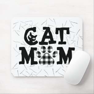 Cat Mom Pawprint with Cat Hairs  Mouse Pad