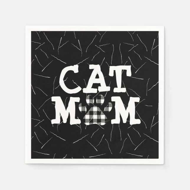 Cat Mom Pawprint with Cat Hairs Napkin (Front)