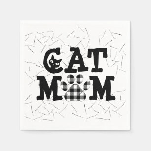 Cat Mom Pawprint with Cat Hairs   Napkin