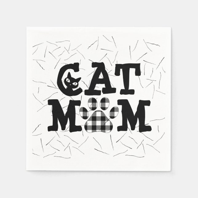 Cat Mom Pawprint with Cat Hairs   Napkin (Front)