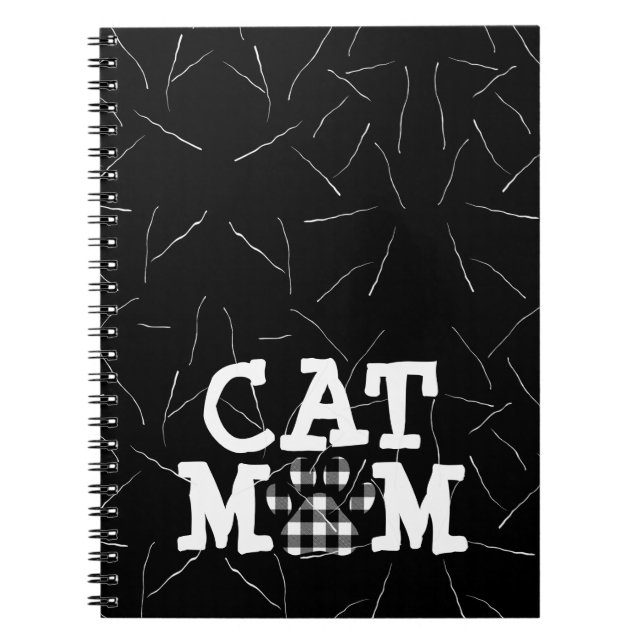 Cat Mom Pawprint with Cat Hairs  Notebook (Front)