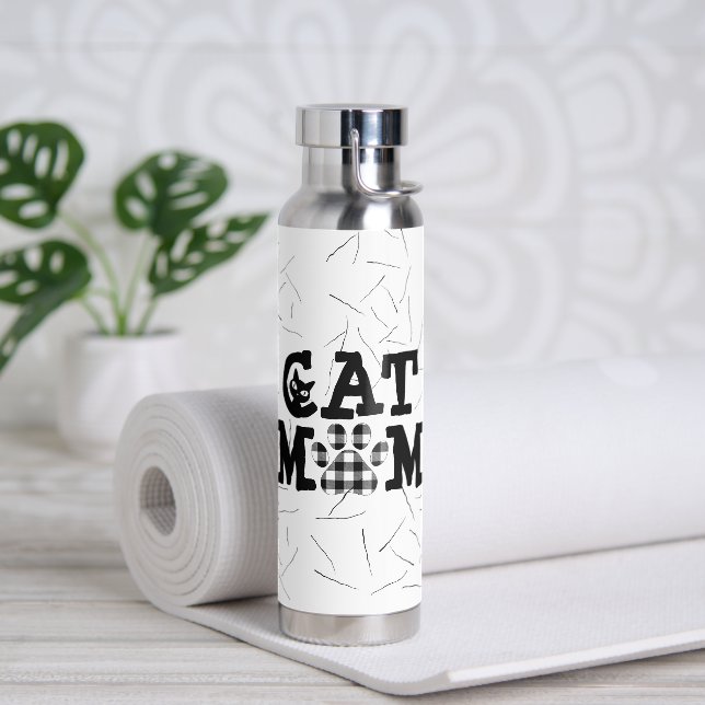 Cat Mom Pawprint with Cat Hairs  Water Bottle (Yoga)