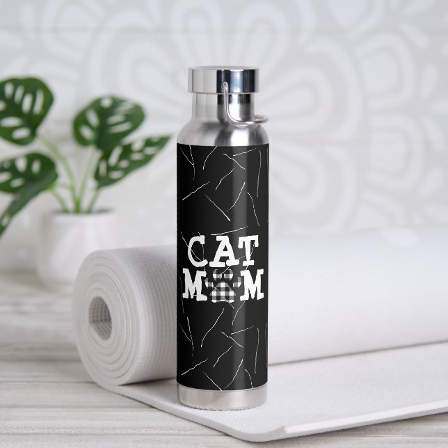 Cat Mom Pawprint with Cat Hairs   Water Bottle (Yoga)