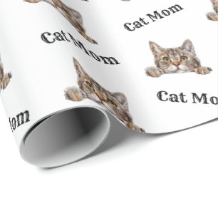 Cat Mom Peeking Brazilian Shorthair Watercolor Wrapping Paper