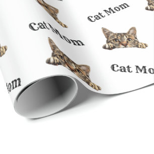 Cat Mom Peeking California Spangled Wrapping Paper