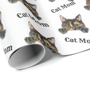 Cat Mom Peeking Chantilly-Tiffany Wrapping Paper