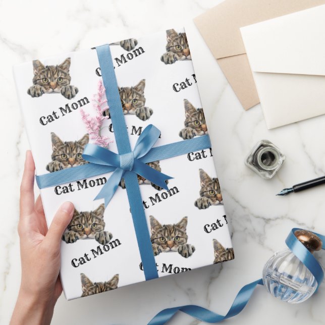 Cat Mom Peeking Mojave Repeating Pattern Wrapping Paper (Gifting)