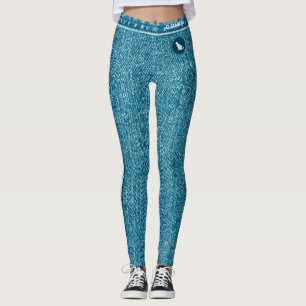 Cat Mom Pet Friends Custom Faux Denim Blue Jeans  Leggings