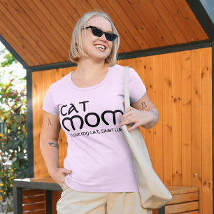 Cat Mom Pet Lover Funny Quote Cute Black And Pink T-Shirt