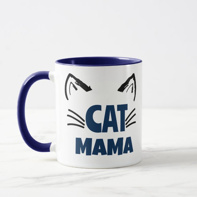 Cat Mom, Pet Lovers Cat Mama Graphic Mug Design (Left)
