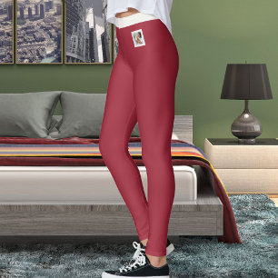 Cat Mom Pet Photo Dark Maroon Neutral Personalized Leggings