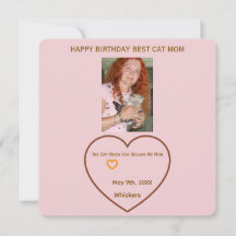 Cat Mom Photo Hearts Customized Birthday