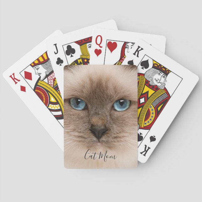 Cat Mom Photo Playing Cards (Back)