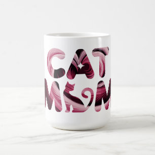 Cat Mom Pink Abstract Art Mug