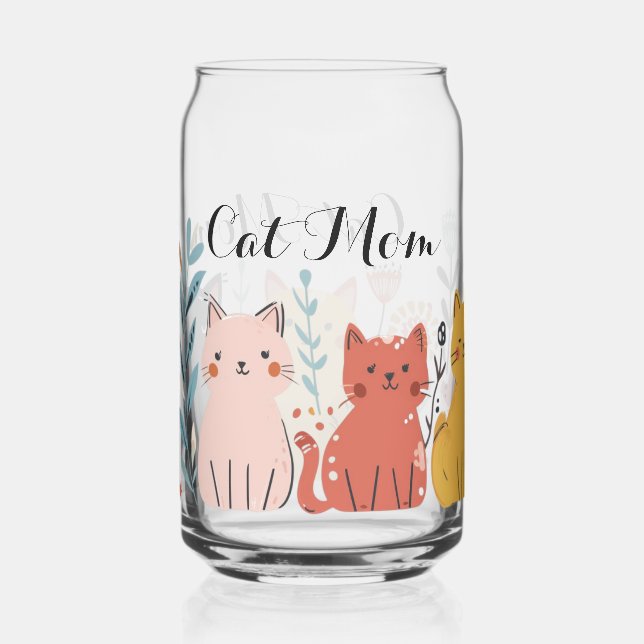 Cat Mom Pint Glass, Cat Glass Can (Front)