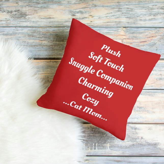 Cat Mom Plush Soft Charming Cozy Cute Funny Retro Throw Pillow (Creator Uploaded)