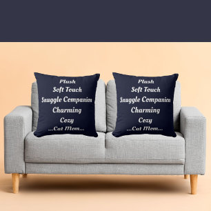 Cat Mom Plush Soft Charming Cozy Cute Funny Trendy Throw Pillow