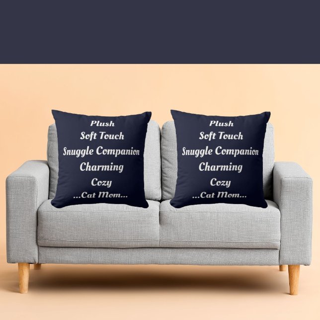 Cat Mom Plush Soft Charming Cozy Cute Funny Trendy Throw Pillow (Creator Uploaded)