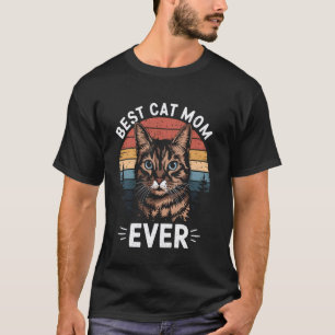 Cat Mom Retro Sunset Vintage Kitten Feline Pet Lov T-Shirt