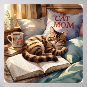 Cat Mom’s Quiet Corner – Cozy Reading Art Print