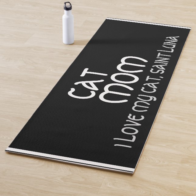 Cat Mom Script Pet Name Grey White Black Customize Yoga Mat (In Situ)