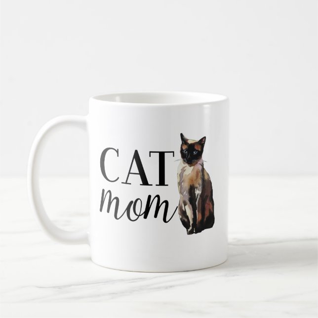 Cat Mom Siamese Cat Coffee Mug (Left)