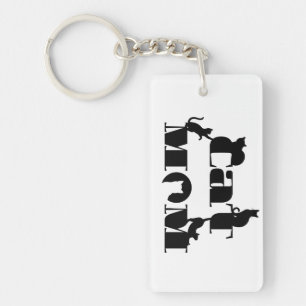 Cat Mom Silhouette Typography Keychain