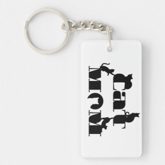 Cat Mom Silhouette Typography Keychain