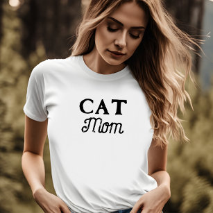 Cat Mom   Simple Cute Retro Script Pet Owner T-Shirt