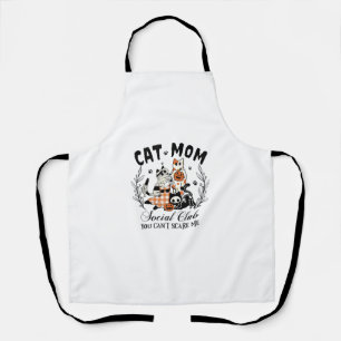 Cat Mom Social Club Ghost Cat Halloween Gothic Bla Apron