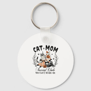 Cat Mom Social Club Ghost Cat Halloween Gothic Bla Keychain