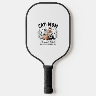 Cat Mom Social Club Ghost Cat Halloween Gothic Bla Pickleball Paddle