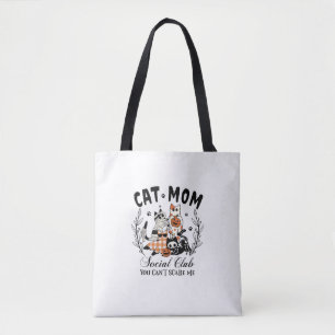 Cat Mom Social Club Ghost Cat Halloween Gothic Bla Tote Bag