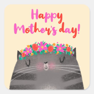 Cat Mom Square Sticker