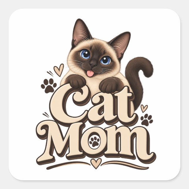 Cat Mom Sticker | Funny Gift | Cat Lovers (Front)