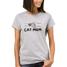 Cat mom t-shirt cat paw and women hand print