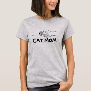 Cat mom t-shirt cat paw and women hand print