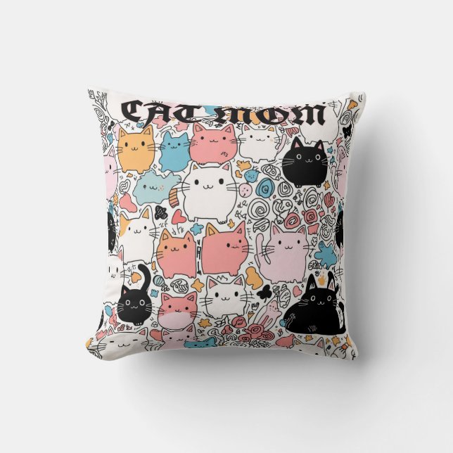 cat mom throw pillow (Front)