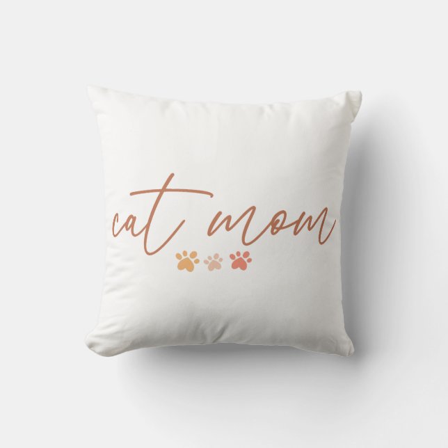 Cat Mom Throw Pillow (Front)