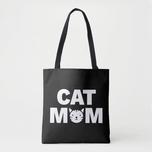 CAT MOM Tote Bag (Black) (Front)