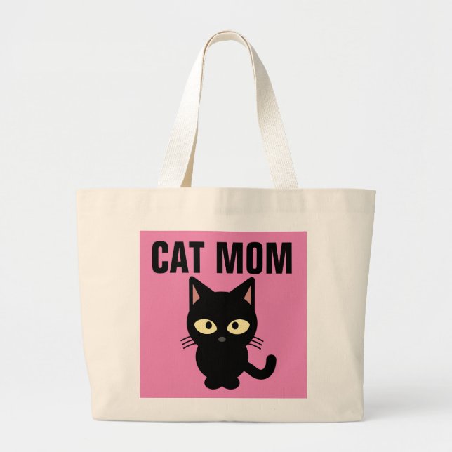 CAT MOM TOTES CUTE BLACK KITTY CAT (Front)