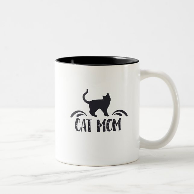 Cat Mom Two-Tone Coffee Mug (Right)
