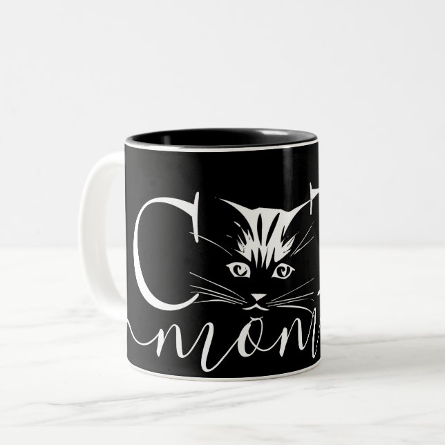 Cat mom  Two-Tone coffee mug (Front Left)