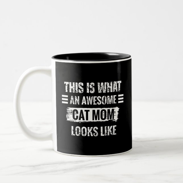 Cat Mom Two-Tone Coffee Mug (Left)