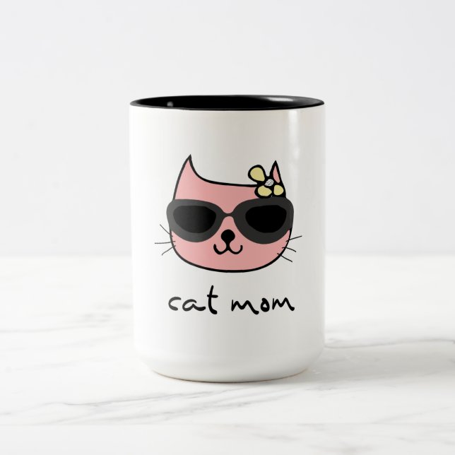Cat Mom Two-Tone Coffee Mug (Center)