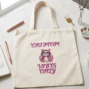 Cat Mom Vibes Only Feline Lover Life Design Tote Bag